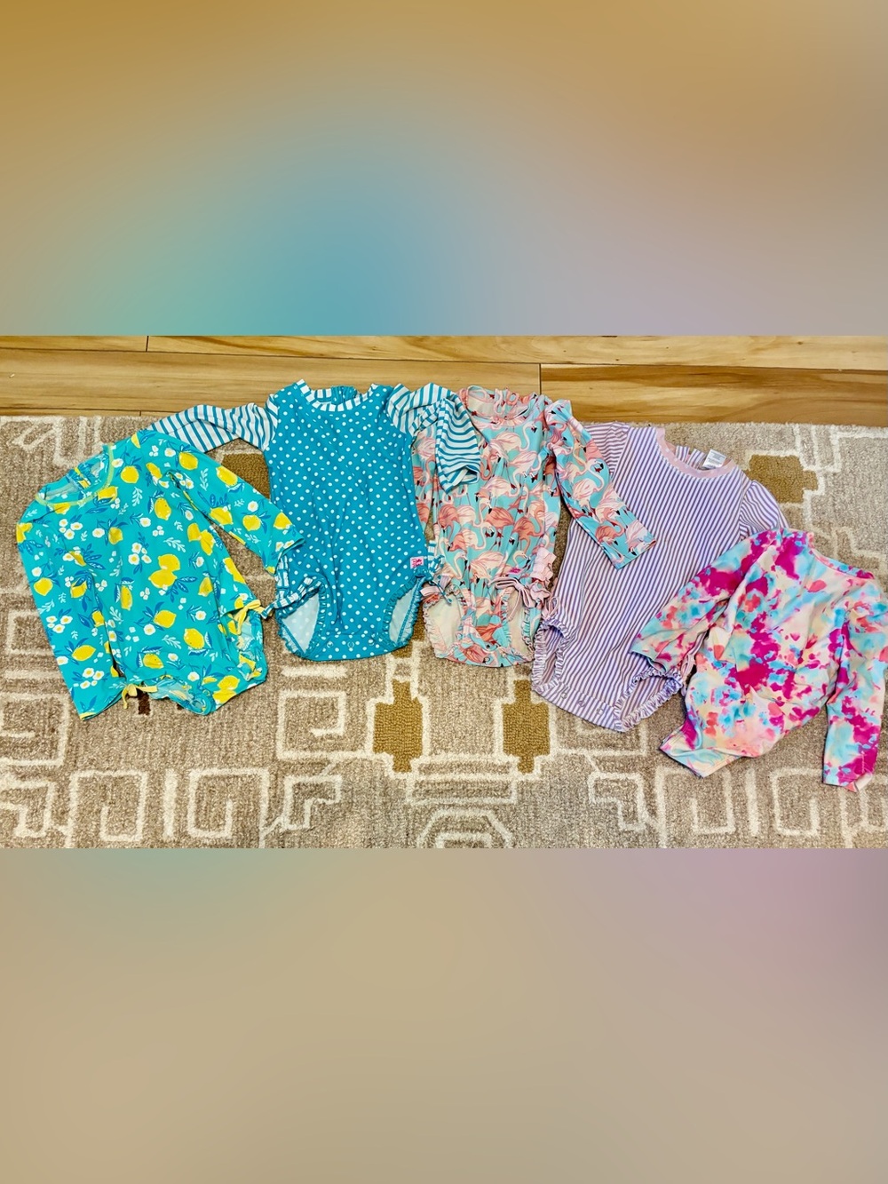 Ruffle Butts Girls One-Piece Swimsuits in Teal, Aqua, Pink, Purple, Multicolor